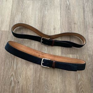 Massimo Dutti men's leather and suede navy blue belts